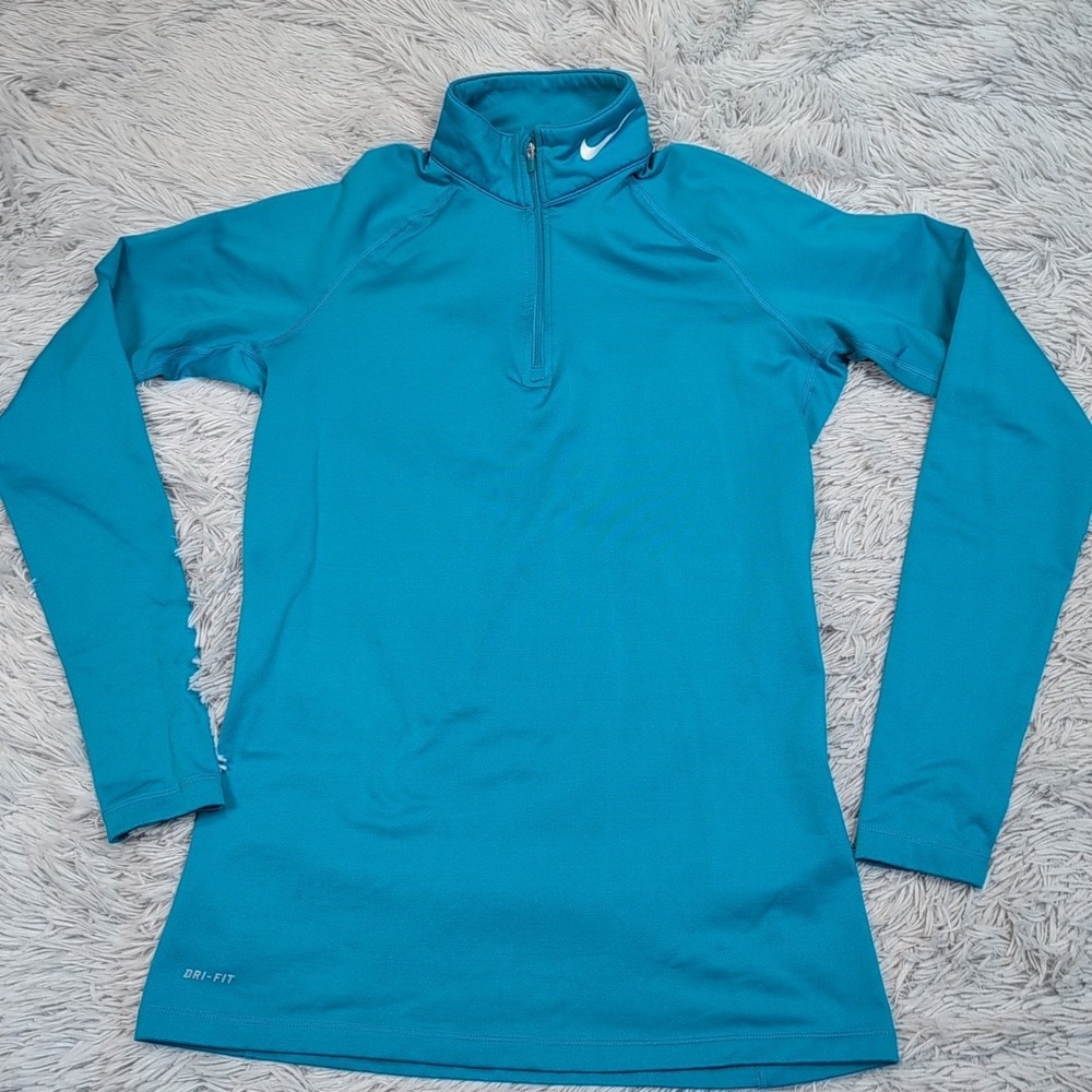 Nike Pro Shirt Womens L Blue Athletic Running Casual Dri‎ Fit Compression Combat